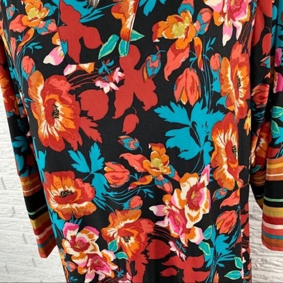 Violet B Multicolored Floral & Striped Dress Size 2X - Picture 3 of 7